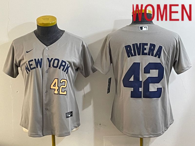 Women New York Yankees #42 Rivra grey 2024 Nike MLB jersey 20241122